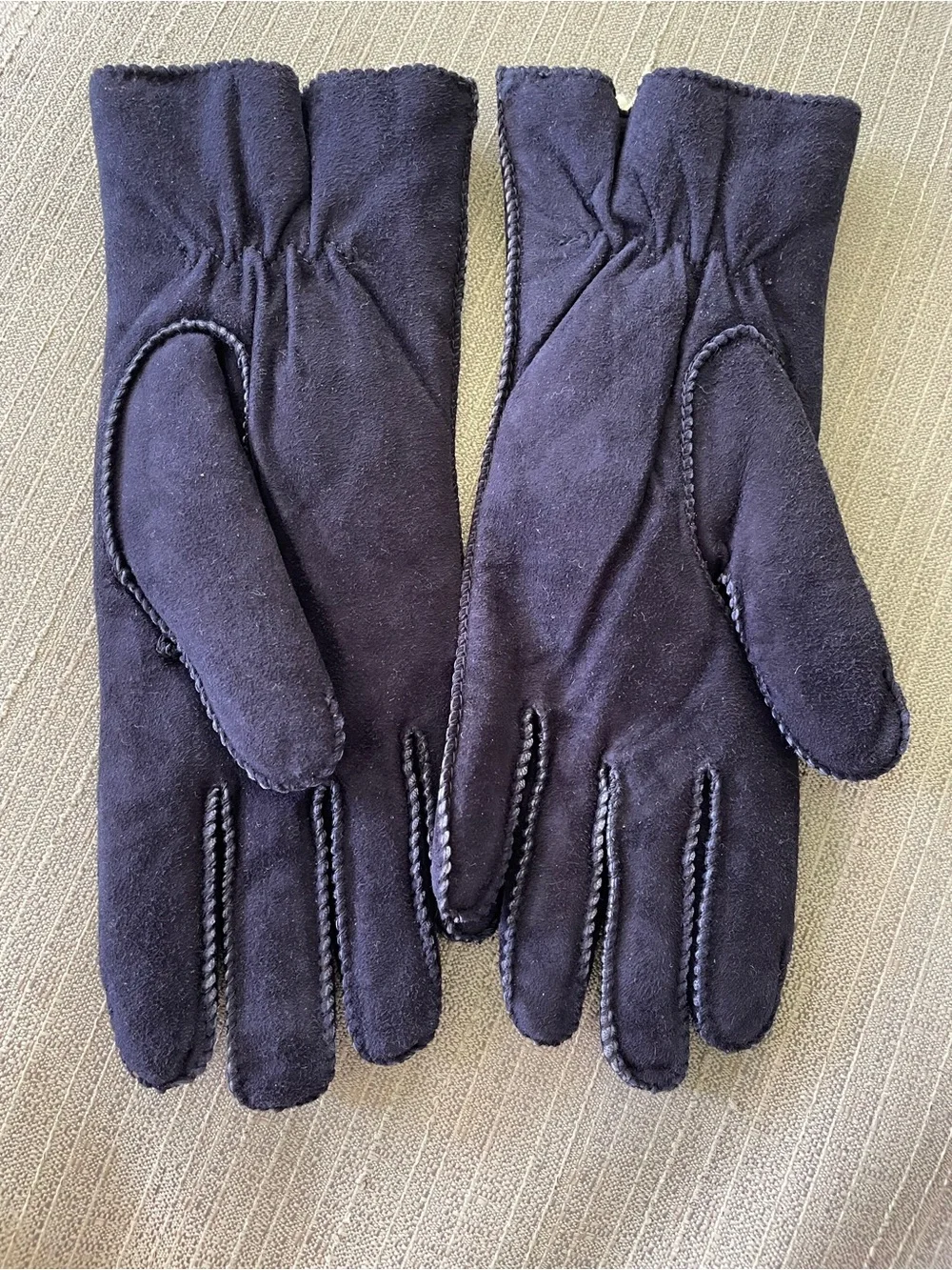 Vintage Women's Navy Suede Winter Gloves